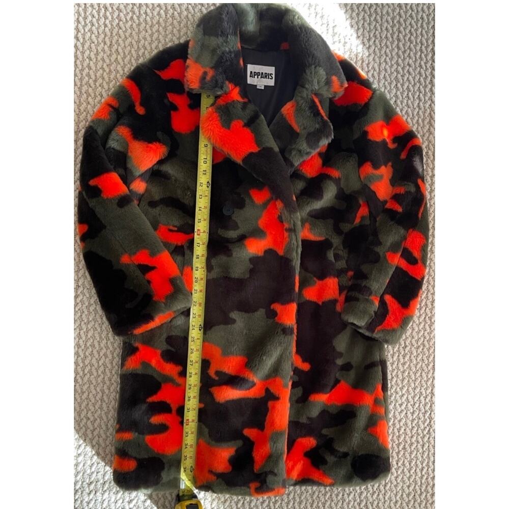 Apparis Faux Fur Jacket. Black, Orange and Green - Picture 4 of 12